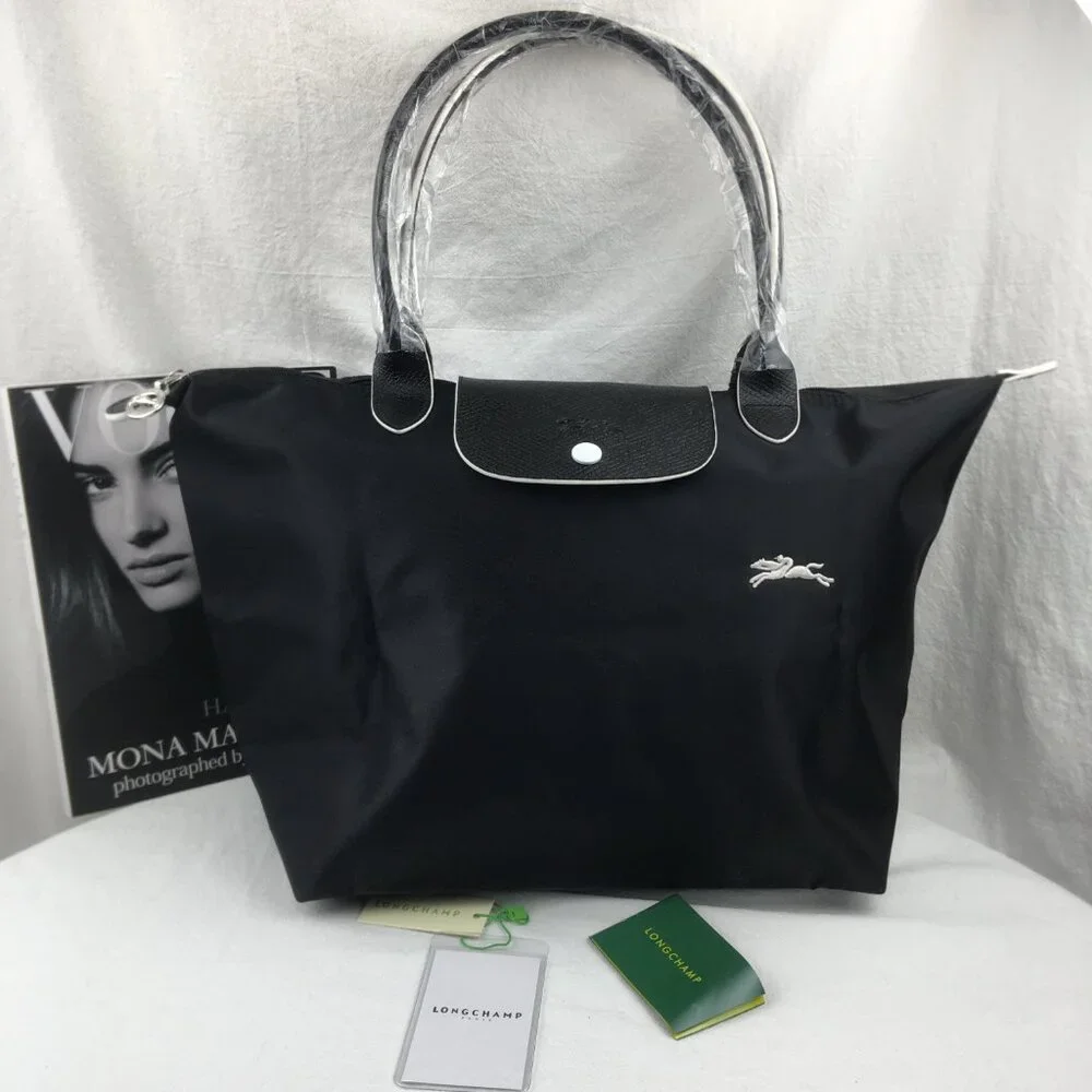 NWT Longchamp Le Pliage Original Large Shoulder Nylon Bag Tote IN NEW BLACK - Picture 1 of 12